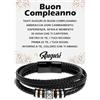Bramart Bracciale Uomo Idea Regalo Compleanno in Pelle Intrecciata con Acciaio Inox Lucidato di Altissima qualità Regalo per lui, Bracciali Natale - Cofanetto con DEDICA incluso