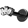 PIERCINGLINE Titanio Labret con filettatura interna, 3 gocce di cristallo, piercing per labbra, naso e orecchio, colore e dimensioni a scelta, Titanio