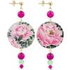 Lebole Maison Orecchini The Colorful Circle Piccolo Rosa Fucsia Verde Giada