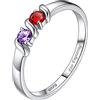 Suplight Anelli da Donna in Argento Sterling 925 con 1/2/3/4 Pietre di Nascita Personalizzate e Incisione Anello con Pietra Portafortuna di 12 Mesi Taglia 9-25 Confezione Regalo Natale San Valentino