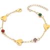 Presentimental Bracciale da Donna con Pietra portafortuna Bracciale Personalizzato a forma di Cuore con 1-5 Nomi Bracciali in Oro Regalo per Donna (3 nome)