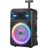 Majestic FIRE T6 - Trolley Bluetooth 5.0, Luci LED multicolore 5 effetti, ingressi USB/microSD/AUX-IN/MIC, Microfono, Telecomando, Batteria, funzione TWS, Impugnatura e ruote per il trasporto.