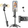 yAyusi Mini Bastone Selfie Magnetico, Treppiede Smartphone Mag-Safe 4 in 1 Piccolo, Dotato di un Supporto per Telefono Staccabile e Luce di Riempimento, Adatto per iPhone/Android/Vlog/Foto/Video