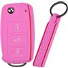 mt key Soft Case Cover protettiva Chiave per auto + cordino in Honeycomb Design rosa per VW SEAT SKODA Golf 6 Octavia UP Leon