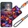 JEZSTHAI Cover Compatibile con ZTE Blade A52 Custodia in Silicone TPU Morbido con Cordino/Laccio Tracolla Cellulare,Antiurto AntiGraffio Protettiva Bumper Case con Disegno Motivi,Cover*A09