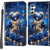 Haninsuze Cover per Samsung Galaxy A34 5G, Custodia Interno TPU Antiurto Portafoglio con Disegni [schede Fessura] [Supporto Stand] Cover Libro in PU Pelle (cuore blu)