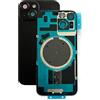 SVV Cover posteriore per iPhone 14 Plus Premontato: con magnete, supporto in metallo, anelli per fotocamera, ecc. Vetro posteriore di ricambio OEM (nero)