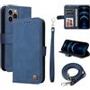Beajew Cover per Honor X6a, Custodia Portafoglio,Cover Libro,Pelle Flip con [Funzione di Supporto] [3-Scheda Slot] [Magnetica] Antiurto,Laccio Tracolla-Blu