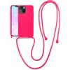 VooDirop Custodia a tracolla per iPhone 15 Pro Max con cordino regolabile, custodia in silicone per iPhone 15 Pro Max da 6,7 pollici, rosa neon