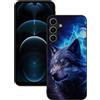 DiaryTown Samsung Galaxy A25 5G Custodia Silicone Morbida Nero TPU Sottile Back Case Antiurto per Telefono Protettiva Cover con Disegno Motivi - Lupo Blu