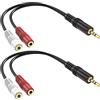 RFAdapter Cavo stereo da 3,5 mm a doppio mono, confezione da 2 cavi da 6 1/8 TRS maschio a 2 TS mono femmina, connettori placcati oro, cavo splitter audio a Y per cuffie, altoparlanti