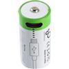 AccuCell Cella rotonda 16340, CR123, agli ioni di litio, 3,7 V, 700 mAh, 2,6 Wh, con porta di ricarica USB-C