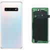 Senza Marchio (KIT) Copri Batteria + biadesivo + lente compatibile per SAMSUNG GALAXY S10 G973F G973 Ricambio Vetro Posteriore Back Cover Retro Scocca adesivo + lente obbiettivo CAMERA (Prism White)