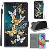LeviDo-EU LeviDo Cover Compatibile per Oppo A54 5G/A74 5G/A93 5G/A93S 5G Silicone Libro PU Pelle Magnetica Flip Portafoglio con Corda Antiurto Bumper Motivo Custodia Resistente Protettiva Case, Farfalla 2