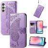 JIUNINE Cover per Samsung Galaxy A15, Custodia Interno TPU Antiurto Portafoglio con Disegni di Farfalla [Carta Fessura] [Supporto Stand] Cover Libro in PU Pelle per Samsung A15, Viola