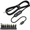 TERNCOEW USB C DC5.5mm Alimentatore 100W Con 5V/12V/15V/19V/20V Uscita multipla USB A Diretta Cavo di Alimentazione 8 Adattatori Per Laptop Laptop Ricarica Con Tipo C