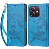 KENHONER Custodia per Oppo A3 / A3X 4G 5G Cover, Blu | Portafoglio in Pelle PU Retro, Antiurto Flip, Slot per Schede, Funzione Stand, Chiusura Magnetica