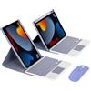 ZKAIAI Custodia Magnetica per iPad 9a/8a/7a Generazione 10,2 Pollici con Touchpad Tastiera e Bluetooth Mouse, Ruotabile a 360° e Supporto per Matita, QWERTY Staccabile Bluetooth Tastiera, Viola