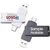 Possibox Penna USB Personalizzata Type C, Chiavetta 2 in 1 con Doppia Memoria, Stampa Logo Personalizzata, Penna Girevole OTG a Scatto, Vendita al Dettaglio e all'Ingrosso