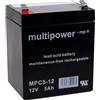 akku-net Batteria al piombo akku-net (multipower) MP5C-12 resistente ad uso ciclico, 12V, Lead-Acid