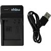 vhbw caricatore USB-C compatibile con Panasonic Lumix DMC-3D1, DMC-F2, DMC-F3, DMC-FH1, DMC-FH20, DMC-FH22, DMC-FH3, DMC-FP8, DMC-FS10 camera + cavo USB-C + LED