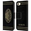 Head Case Designs Licenza Ufficiale AC Milan Nero E Oro Stemma Custodia Portafoglio in Pelle Compatibile con Apple iPhone 7/8 / SE 2020 & 2022