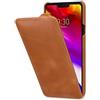 StilGut UltraSlim cover LG G7 ThinQ custodia flip-case apribile verticale in vera pelle, marrone antico