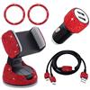 Bseical Accessori Auto Donna Interno, Brillantini Per Decorazioni Caricabatterie Usb Auto, 3 In 1 Cavo Cavetto Micro Usb/tipo C Cavo Di Ricarica, Supporto Cellulare Auto Simpatici (rosso, 5pc Set)