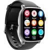 URPIZY Orologio sportivo Blue-tooth MP3 con touch screen HD, lettore musicale e riproduzione video, alloggiamento in metallo, batteria durevole, altoparlante esterno, lettore multifunzione portatile (Black