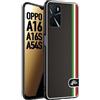 CUSTOMIZZA - Custodia cover nera morbida in tpu compatibile per Oppo A16 - A16S - A54S effetto fibra di carbonio bandiera Italia made in Italy