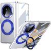 MUDASANQI Custodia magnetica compatibile con Honor Magic V3 con protezione schermo integrata, cavalletto ad anello, grado militare, antiurto, custodia protettiva contro le cadute del telefono (blu)