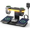 YiJYi 2026 - Caricatore wireless magnetico doppio per Samsung, 7 in 1 per stazione di ricarica Samsung, doppio telefono da 45 W con due stili di luce e orologio, per Samsung S25, Galaxy Buds per
