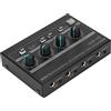 Hoopoocolor Amplificatore per Cuffie a 4 Canali, Amplificatore per Cuffie in Metallo Robusto Ad Alta Potenza Stereo Compatto a 4 Vie con Adattatore 12V 1.5a per Palco da Studio(EU)