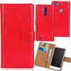 Dingshengk Rosso Custodia in Pelle Flip Case Protettiva Cover Skin Wallet per Oukitel WP1 5.5