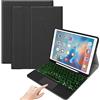 QYiD Custodia Tastiera con Touchpad per iPad PRO 12.9 2017/2015, Tastiera Bluetooth Retroilluminata, Rimovibile, Trackpad, Layout QWERTY Cover per iPad PRO 12.9 1a & 2a Generazione, Nero