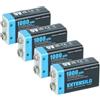 EXTENSILO 4x batteria da 9V per diversi dispositivi (1Ah, 9V, Li-Ion), ready-to-use, con Micro USB