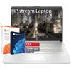 HP Stream 14 pollici Laptop Student Business, Windows 11 Pro, Microsoft 365, Intel Quad-core, 8 GB di RAM, 384 GB di memoria (128 GB eMMC + 256 GB MSD), 1 TB di archiviazione cloud, ultra leggero