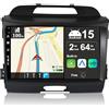 JOYX Android 14 IPS Autoradio Per Kia Sportage (2010-2015) - 2G+32G - Senza fili CarPlay + Android Auto - GRATUITI Telecamera - DAB Volante Fast-Boot DSP Split-Screen 4G WIFI BT5.0-9 Pollici 2 Din