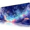 Mechanical Cattle Tappetino da scrivania a tema anime pastello con vista di nebulosa estetico carino tappetino da scrivania con stelle galassie blu scuro profondo cosmo grande tappetino per mouse da gioco esteso XL