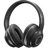 Greensen Cuffie BT On-Ear Wireless con Microfono Integrato Cablato e Supporto di Memoria, Cuffie Pieghevoli Wireless Bluetooth 5.2 con Luci a LED 18h Playtime HD Sound (800 MAh, Gamma 10m) (BLACK)