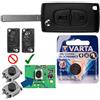 mt key Kit di riparazione per autoradio Telecomando Telecomando Custodia sostitutiva con 2 pulsanti + VA2 vuoto + Micro pulsante + batteria compatibile con Peugeot 407 Partner Citroen C2 C3 Picasso Berlingo