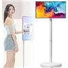 coyrugky Monitor Portatile 4K Touchscreen,tv portatile con piedistallo,Smart TV Android con Display Rotabile 360°,con le ruote,senza fili,touch screen ,Batteria Ricaricabile, Schermo FHD 1920x1080(4+64G,24IN)