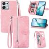 Fertuo Cover per OPPO A6 Pro 5G, Custodia a Libro in Pelle PU Flip Case con Porta Carte, Chiusura Magnetica e Cinturino [Disegni di Fiori] Portafoglio Interno Silicone Antiurto, Rosa