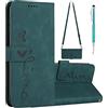 Grandoin Cover per Oppo A96/A76 con Cordino, Custodia in Pelle Magnetica Libro Flip Caso Portafoglio per Oppo A96/A76, Wallet Case Covers con Slim TPU Silicone Bumper Antiurto Case (Verde)