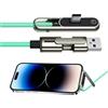 Generico Cavo caricabatterie con supporto invisibile 2 in 1 con supporto, cavo di ricarica laterale super veloce da 240 W, design a doppia testa da USB-A/USB C a Type-C