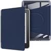 WUUAIR Custodia magnetica staccabile girevole a 360° con supporto e accensione e spegnimento automatico per Paperwhite 12a generazione da 7 (versione 2024), cover posteriore trasparente, blu navy