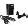 vhbw caricatore compatibile con Sony Handycam HDR-SR10(E), HDR-PJ780VE camera - Stazione di carica + cavo auto, spia di carica, 4,2 V