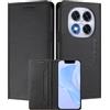 MOJIA Custodia per Xiaomi Redmi Note 14 PRO 5G, Resistente a Cadute e Graffi, Alta qualità PU Pelle Stile Portafoglio Cover Folio con Chiusura Magnetica. Black