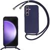 SLWYF Custodia per Samsung Galaxy S25 Plus Cover con Cordino, Silicone Antiurto TPU Morbido Corda Collana Necklace Regolabile Stylish con Catena Ultra Sottile Cover Case, Blu navy