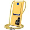FMPCUON Cordino per Cellulare per Samsung Galaxy S25 Ultra con Porta Carte con Collana Regolabile Tracolla Silicone Liquido Case Custodia Cover,Giallo